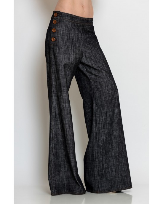 C-throu Denim Double-Breasted Cropped Τζάκετ & Wide-Leg Παντελόνι