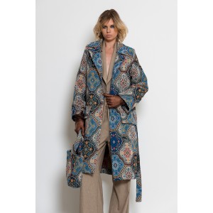 C-throu Brocade Multicolor Midi Παλτό