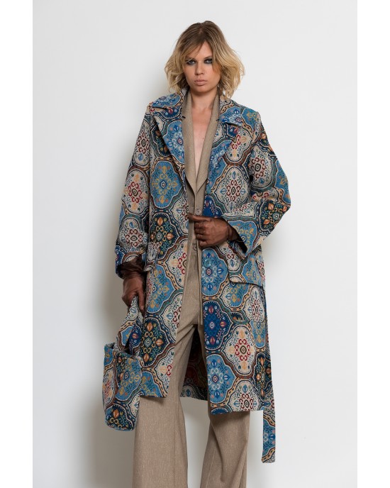 C-throu Brocade Multicolor Midi Παλτό