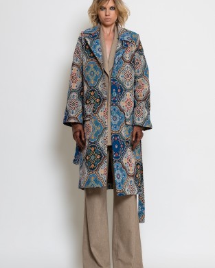 C-throu Brocade Multicolor Midi Παλτό