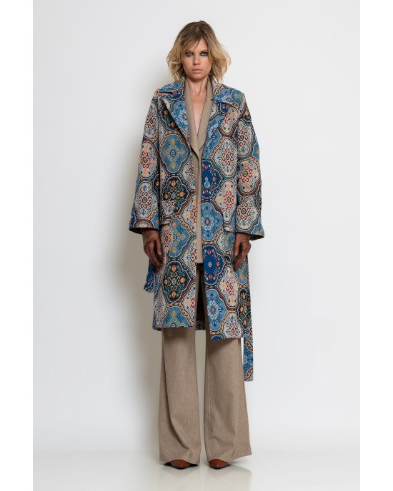 C-throu Brocade Multicolor Midi Παλτό