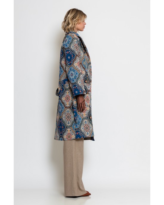 C-throu Brocade Multicolor Midi Παλτό