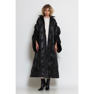 C-throu Long Puffer Oversized Quilted Black Μπουφάν