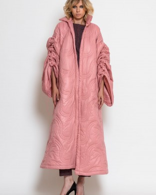 C-throu Long Puffer Oversized Quilted Dusty Pink Μπουφάν