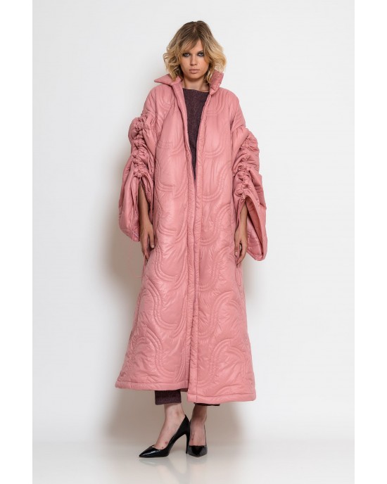 C-throu Long Puffer Oversized Quilted Dusty Pink Μπουφάν