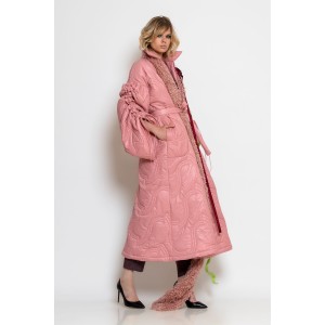 C-throu Long Puffer Oversized Quilted Dusty Pink Μπουφάν