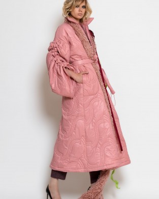 C-throu Long Puffer Oversized Quilted Dusty Pink Μπουφάν