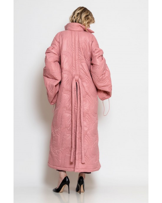 C-throu Long Puffer Oversized Quilted Dusty Pink Μπουφάν
