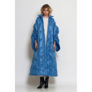 C-throu Long Puffer Oversized Quilted Light Blue Μπουφάν