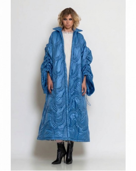 C-throu Long Puffer Oversized Quilted Light Blue Μπουφάν