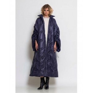 C-throu Long Puffer Oversized Quilted Navy Blue Μπουφάν