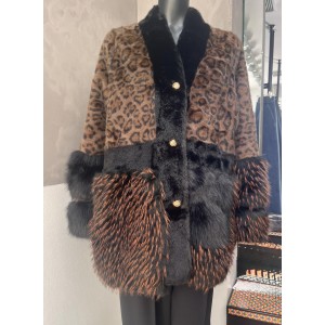 C.Manolo Faux Fur Leopard Print Παλτό