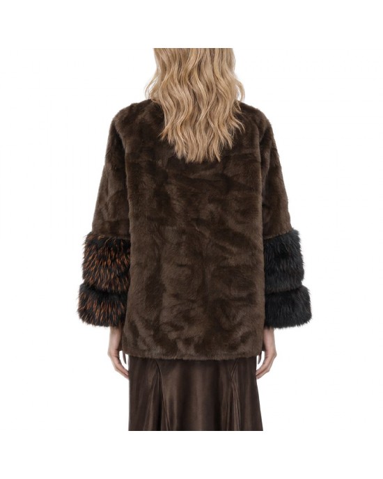 C.Manolo Faux Fur Leopard Print Παλτό