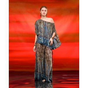C.Manolo Animal Print One Shoulder Μπλούζα