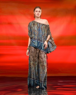 C.Manolo Animal Print One Shoulder Μπλούζα
