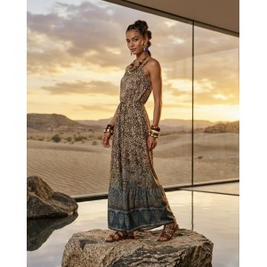 C.Manolo Animal Print Maxi Φόρεμα