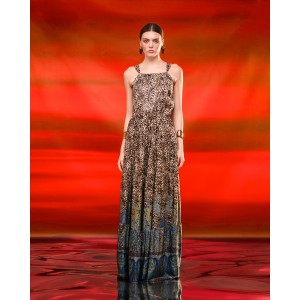 C.Manolo Animal Print Maxi Φόρεμα
