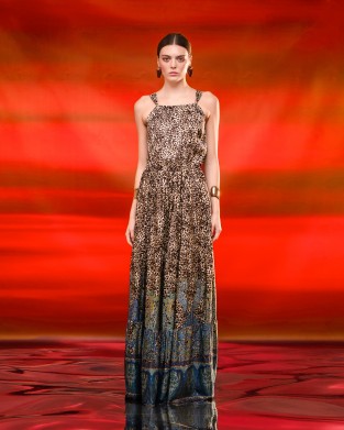 C.Manolo Animal Print Maxi Φόρεμα