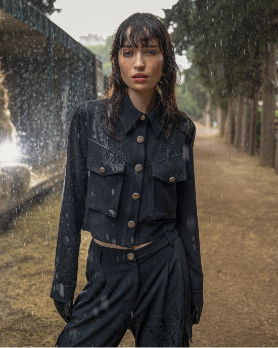 C.Manolo Σακάκι Ελαστικό Κρεπ Black