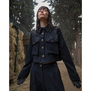 C.Manolo Σακάκι Ελαστικό Κρεπ Black