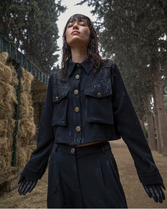 C.Manolo Σακάκι Ελαστικό Κρεπ Black