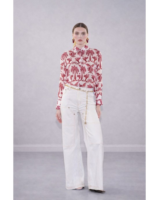 C.Manolo Cargo Denim White Παντελόνι