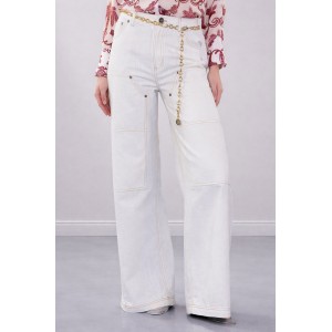 C.Manolo Cargo Denim White Παντελόνι