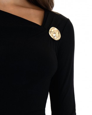 C.Manolo Black Pin Neck Μπλούζα
