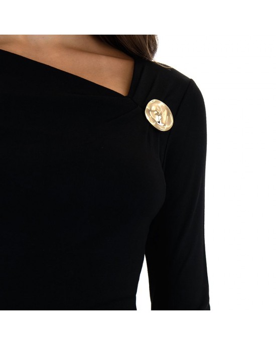 C.Manolo Black Pin Neck Μπλούζα