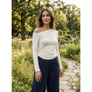 C.Manolo Asymmetric Neckline Ecru Μπλούζα