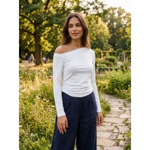 C.Manolo Asymmetric Neckline White Μπλούζα