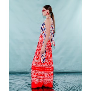 C.Manolo Graphic Print Maxi Φόρεμα