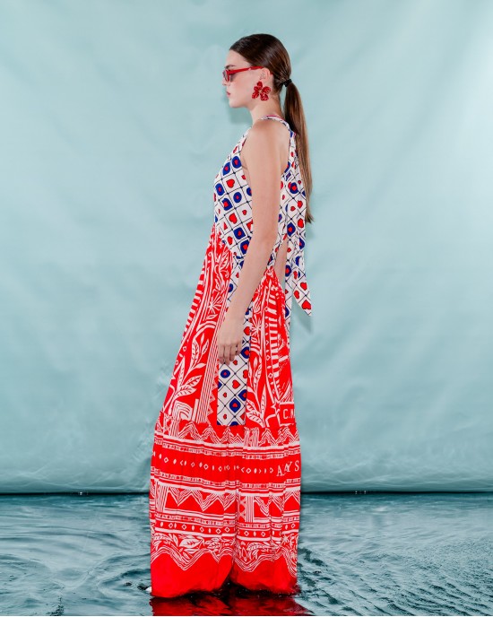 C.Manolo Graphic Print Maxi Φόρεμα
