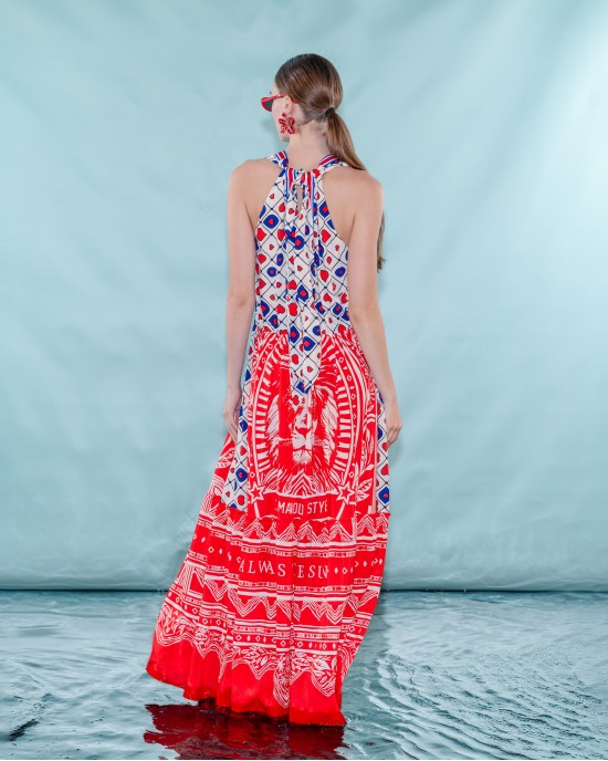 C.Manolo Graphic Print Maxi Φόρεμα