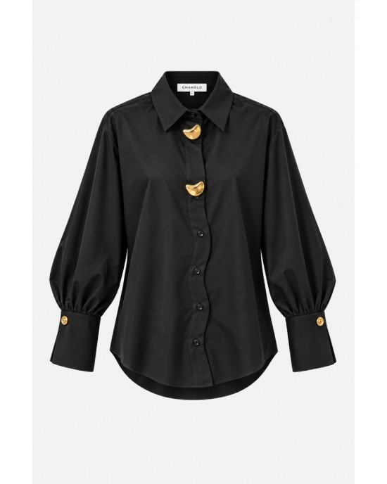 C.Manolo Gold Details Black Πουκάμισο