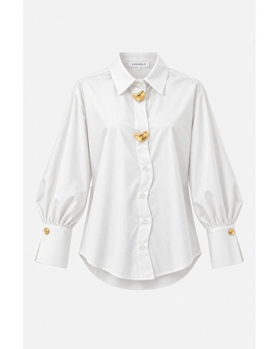 C.Manolo Gold Details White Πουκάμισο