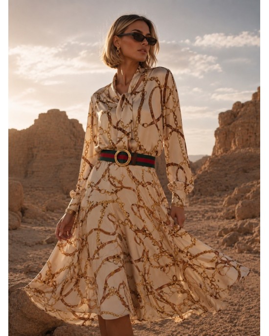 C.Manolo Stripes Print Chain Ecru Πουκάμισο