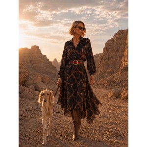 C.Manolo Stripes Print Chain Black Πουκάμισο