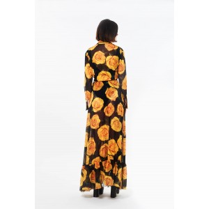 C.Manolo Maxi Floral Φούστα Σιφον Μαύρη