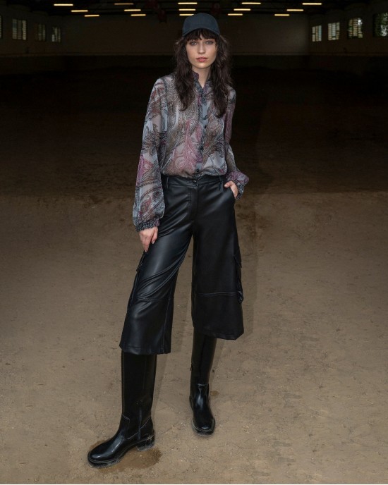 C.Manolo Cargo Faux Leather Black Βερμούδα