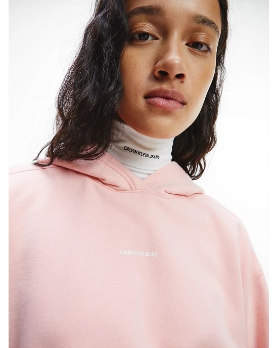 Calvin Klein Oversized Φούτερ Με Κουκούλα Ροζ Απαλό