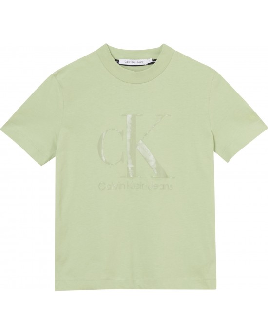 Calvin Klein T-Shirt Gel Μονόγραμμα Ανοιχτό Πράσινο