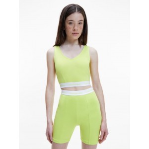 Calvin Klein Cropped Top Αμάνικο Jersey Κίτρινο