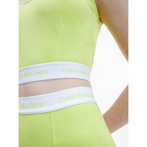 Calvin Klein Cropped Top Αμάνικο Jersey Κίτρινο