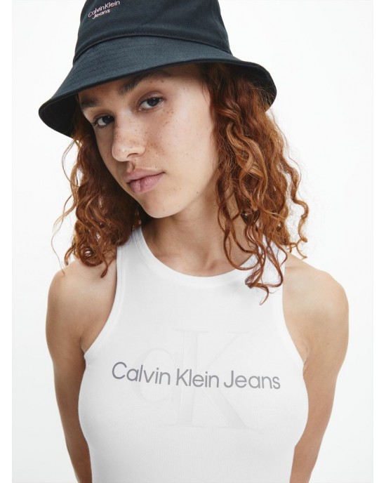 Calvin Klein Αμάνικο Φόρεμα Με Μονόγραμμα Λευκό