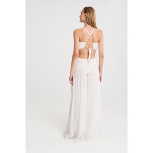 Christelle Nima Gauze Crinkle Ecru Φόρεμα Με Ανοίγματα