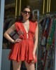 Christelle Nima Gauze Mini Orange Φόρεμα Με Ανοίγματα