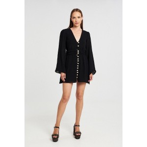 Christelle Nima Gauze Mini Long Sleeve Black Φόρεμα Christelle Nima Gauze Mini Long Sleeve Black Φόρεμα