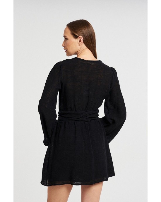 Christelle Nima Gauze Mini Long Sleeve Black Φόρεμα Christelle Nima Gauze Mini Long Sleeve Black Φόρεμα
