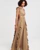 Christelle Nima Gauze Cut Out Gown Desert Beige Maxi Φόρεμα